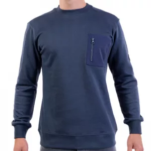 Navy Blue Sweatshirt With Zipper Pocket