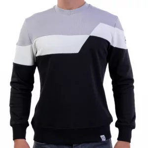 Black Sweatshirt With Gray And White Stripes